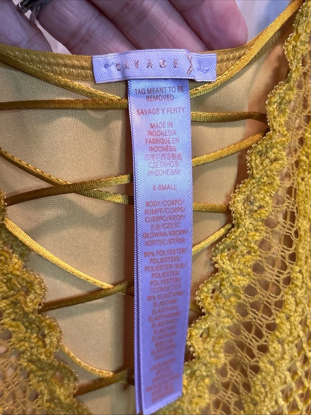 Savage X Fenty Mustard Velvet Lace-Trim Slip